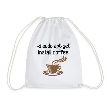Programmer Tux Coffee Computer Scientist Developer - Drawstring Bag - white - Front