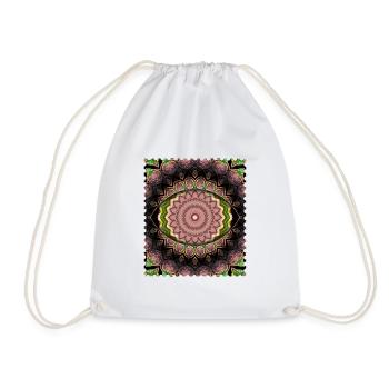 Mandala Flower Cascade - Drawstring Bag - white - Front