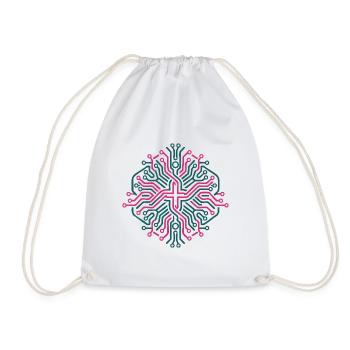 Pink and Blue Symmetric Neural Network - Drawstring Bag - white - Front