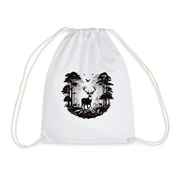 Deer Forest Panorama Wild Animals Hunting Outdoor - Drawstring Bag - white - Front