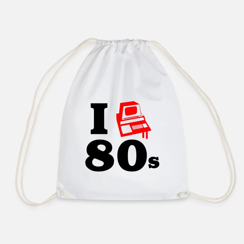 i love 80s | Retro-Computer - Turnbeutel - Weiß