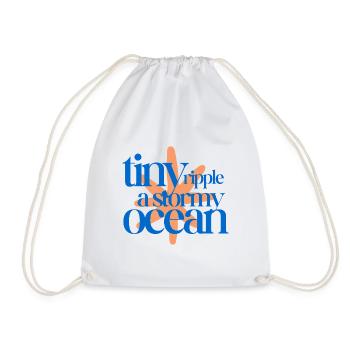 Tiny ripple in a stormy ocean (coral background) - Drawstring Bag - white - Front