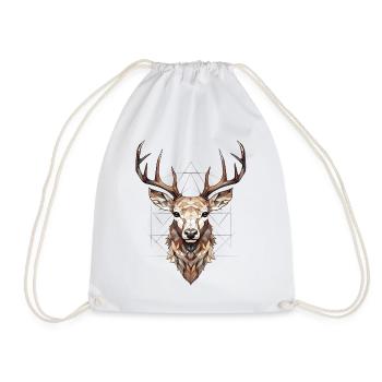 Deer Geometric - Drawstring Bag - white - Front