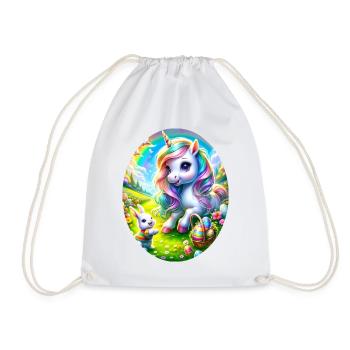 Osterhase und magisches Einhorn feiern Ostern - Turnbeutel - Weiß - Vorne
