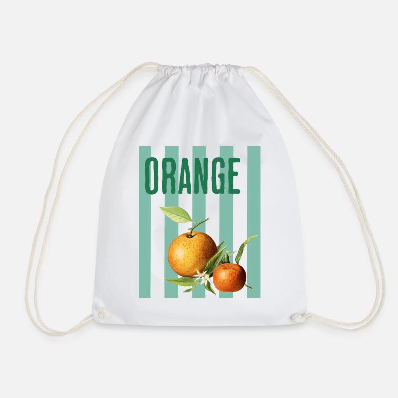 orange - Drawstring Bag - white