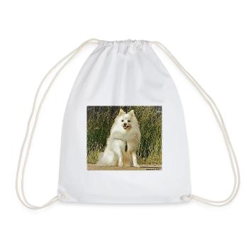 White Spitz attentive - Drawstring Bag - white - Front