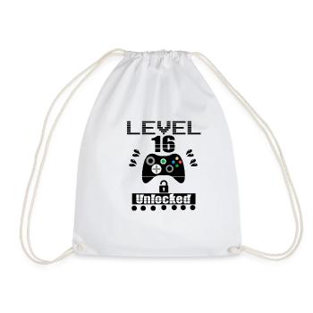 16 Level Level freigeschaltet - Turnbeutel - Weiß - Vorne