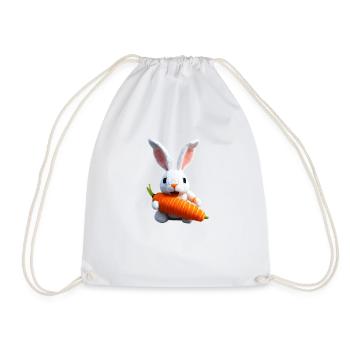 Cute knitted bunny with carrot - Drawstring Bag - white - Front