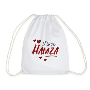 Valentinstag - I Love Hamza Ich liebe Herz Namen - Turnbeutel - Weiß - Vorne