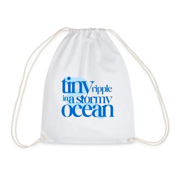 Tiny ripple in a stormy ocean (blue background) - Drawstring Bag - white - Front