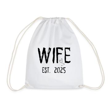 Wife Est 2025 Just Married Couple Matching - Drawstring Bag - white - Front