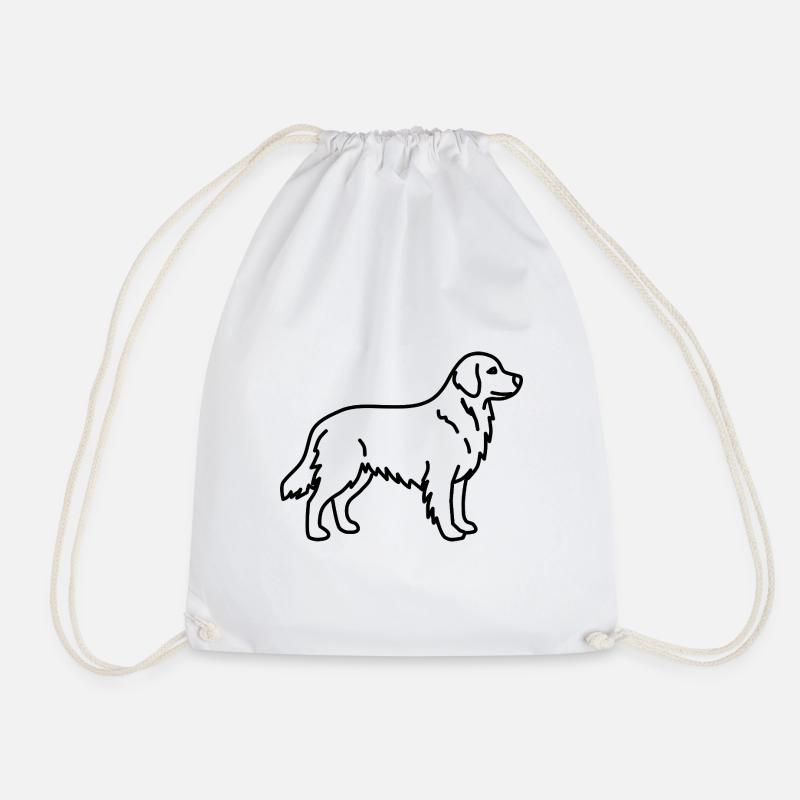 Golden Retriever - Drawstring Bag - white