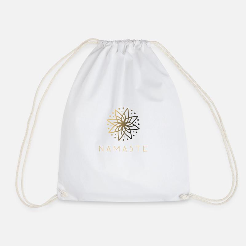 Mandala Yoga Design Namaste - Drawstring Bag - white