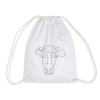cow black - Drawstring Bag - white - Front