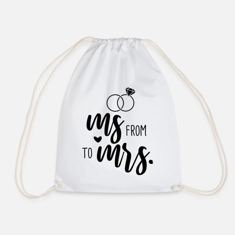 Wedding Bachelorette Party - From Ms. to Mrs. - Drawstring Bag - white