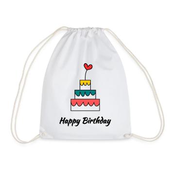 HAPPY BIRTHDAY. HAPPY BIRTHDAY. ANNIVERSARY. - Drawstring Bag - white - Front