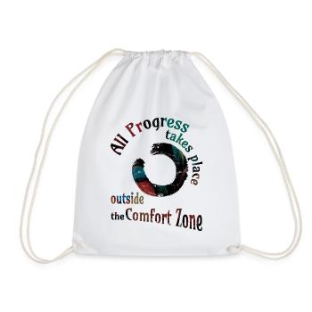 all progress enso dark copy - Drawstring Bag - white - Front