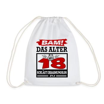 Geburtstag 18 Bam Boom Bombe Alter schlägt zu - Turnbeutel - Weiß - Vorne