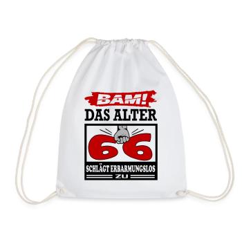 Geburtstag 66 Bam Boom Bombe Das Alter schlägt zu - Turnbeutel - Weiß - Vorne