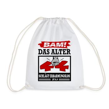 Geburtstag 44 Bam Boom Bombe Das Alter schlägt zu - Turnbeutel - Weiß - Vorne
