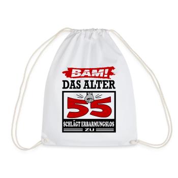 Geburtstag 55 Bam Boom Bombe Das Alter schlägt zu - Turnbeutel - Weiß - Vorne