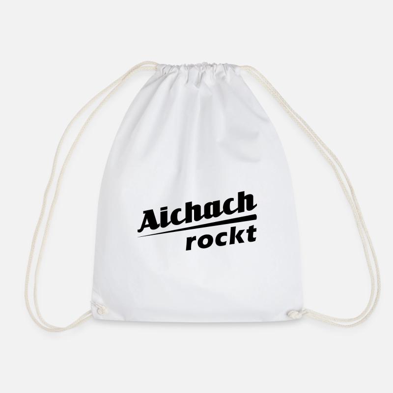 Aichach rockt - Textdesign mit Stadtnamen - Turnbeutel - Weiß
