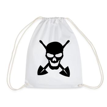 Totenkopf graben buddeln Schaufel Geschenkidee - Turnbeutel - Weiß - Vorne