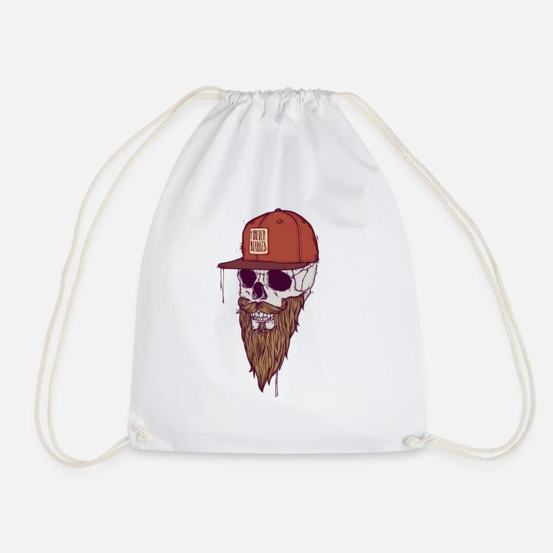 FOREVER BEARDED - Drawstring Bag - white