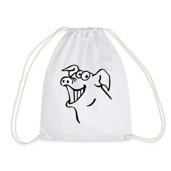 Pig laughs - Drawstring Bag - white - Front
