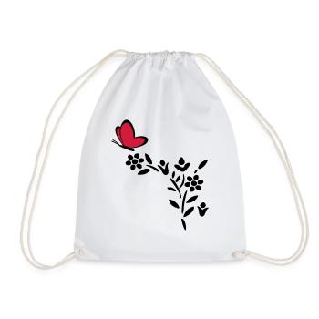 Plant Butterfly Heart - Drawstring Bag - white - Front