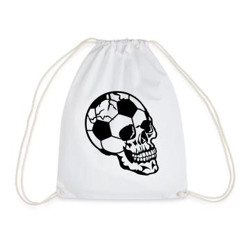 head of death football ball - Drawstring Bag - white - Front