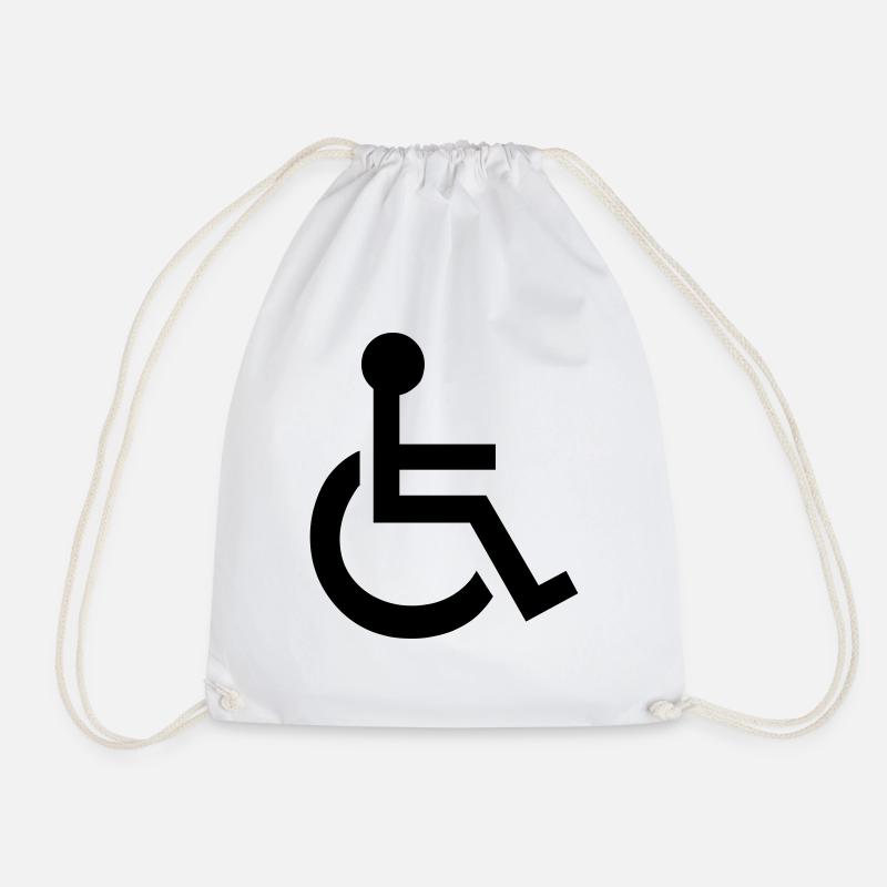 Disabled Wheelchair Symbol - Drawstring Bag - white