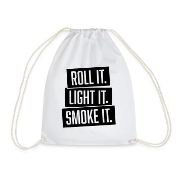 roll it. light it. smoke it. - Drawstring Bag - white - Front