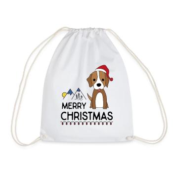 Funny Christmas with dog for friends - Drawstring Bag - white - Front
