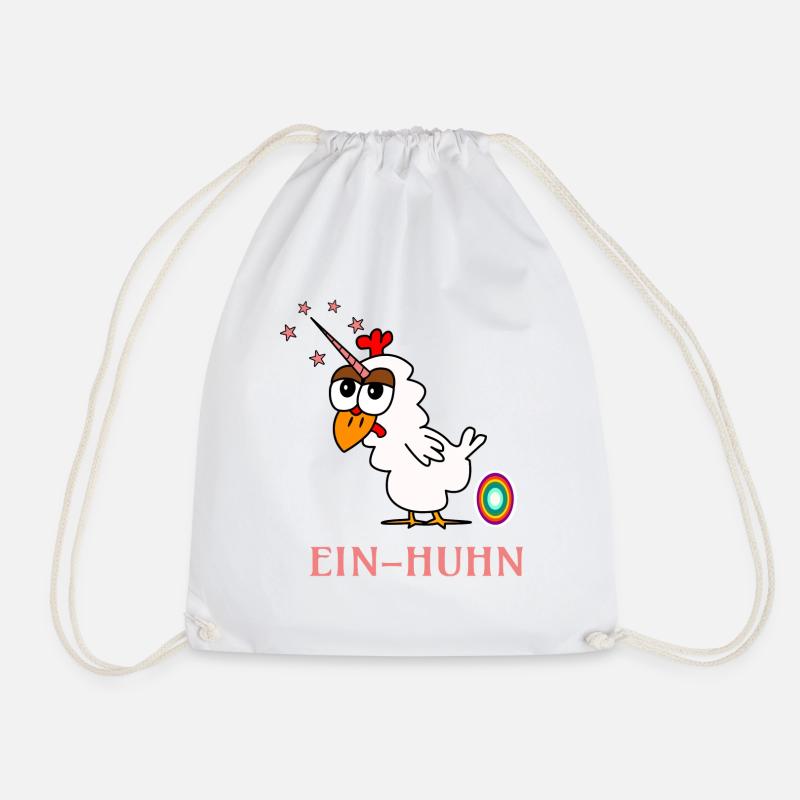 Einhuhn mit Regenbogenei Huhn mit Ei - Turnbeutel - Weiß