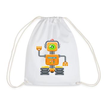Roboter - Turnbeutel - Weiß - Vorne
