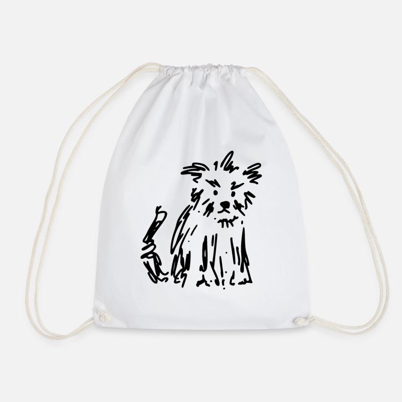 Scruffy Mutt - Drawstring Bag - white