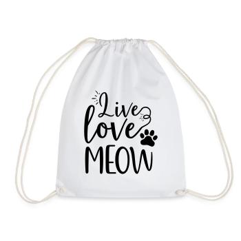 live love meow - Drawstring Bag - white - Front