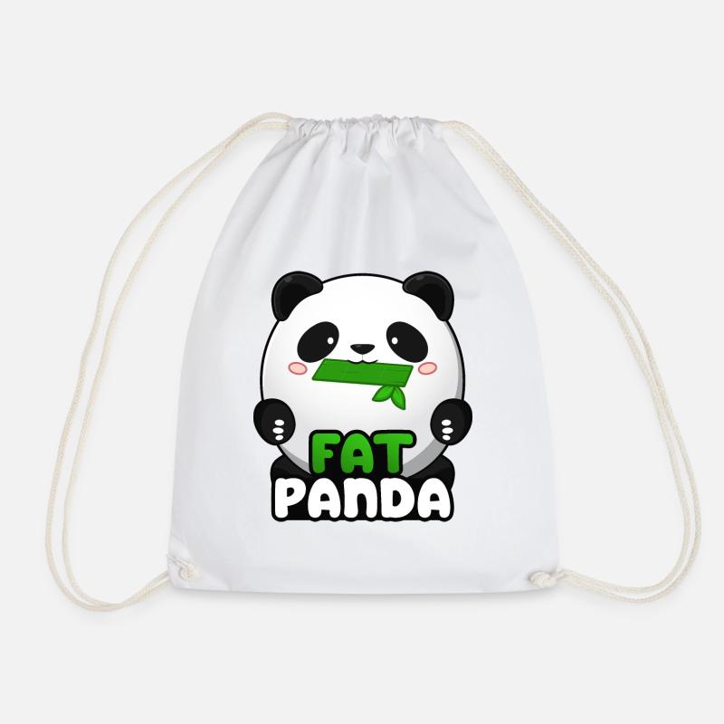 Fat Panda mit Bambus - Pandabär Cute Kawaii ^_^ - Turnbeutel - Weiß