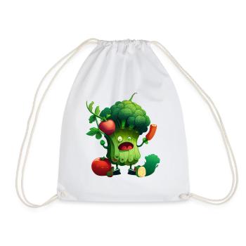 Crazy veggie broccoli - Drawstring Bag - white - Front