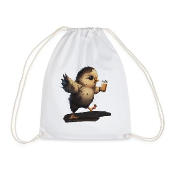 Un oiseau mignon boit une bière - Sac de sport léger - blanc - Devant