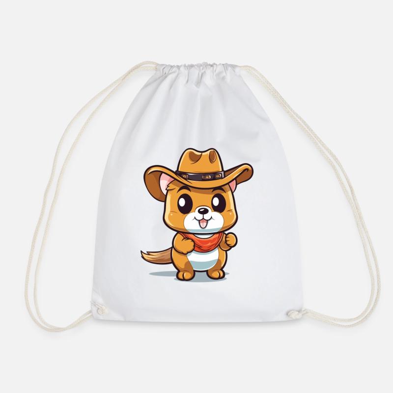 Cute cowboy squirrel for animal lovers - Drawstring Bag - white