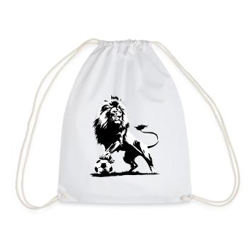 Lion jouant au football - Sac de sport léger - blanc - Devant