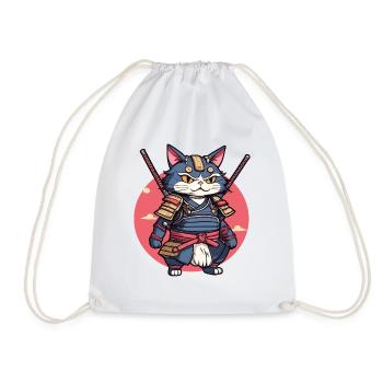 Samurai-Katze #2 - Turnbeutel - Weiß - Vorne