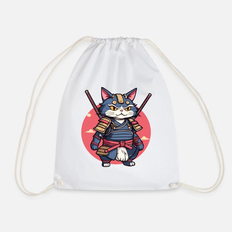 Samurai-Katze #2 - Turnbeutel - Weiß