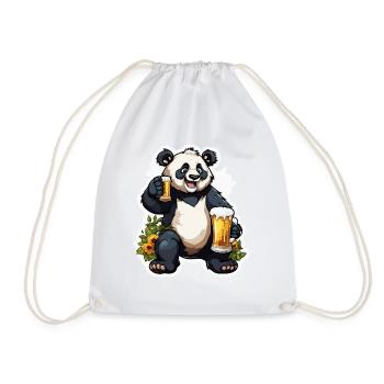 Panda / Animal / Zoo / Bamboo / Wild / Childlike - Drawstring Bag - white - Front