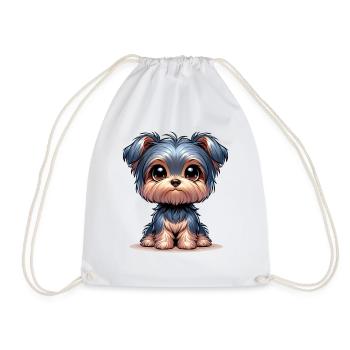 Digital illustration of cute Yorkshire Terrier - Drawstring Bag - white - Front