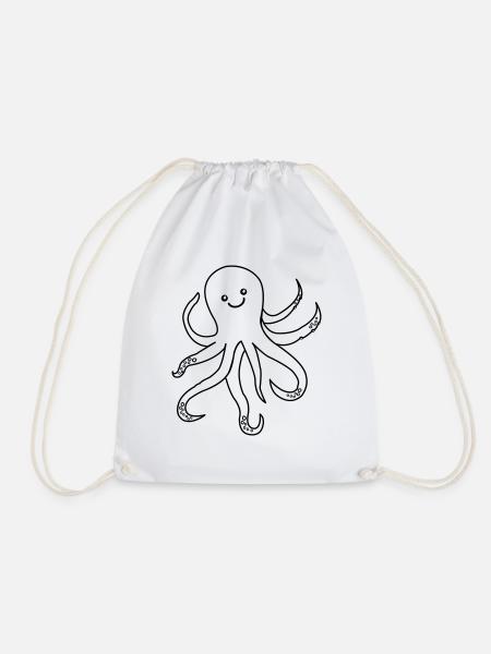 Octopus Octopus - Drawstring Bag - white