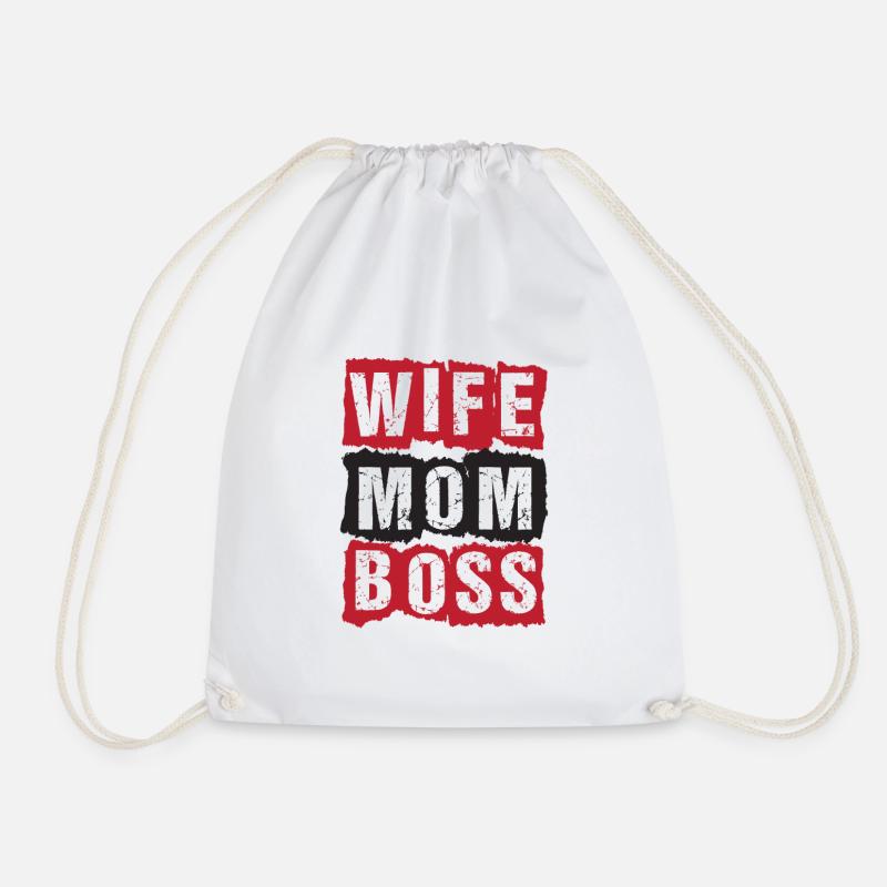 MOMLIFE Mama Design Mutterherz Mutterliebe Chefin - Turnbeutel - Weiß