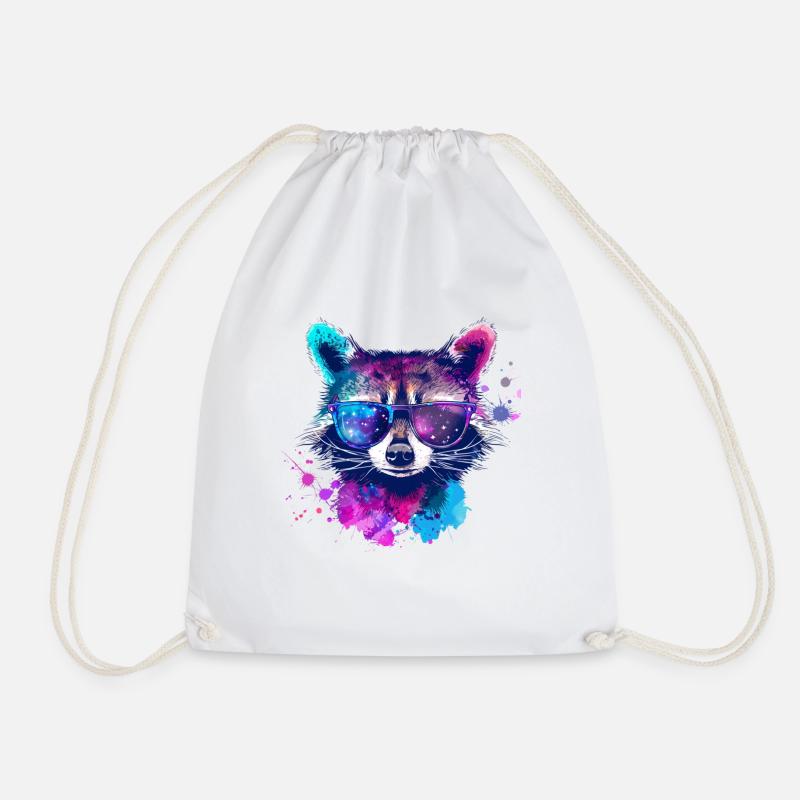 Galaxy Racoon v1 - Drawstring Bag - white